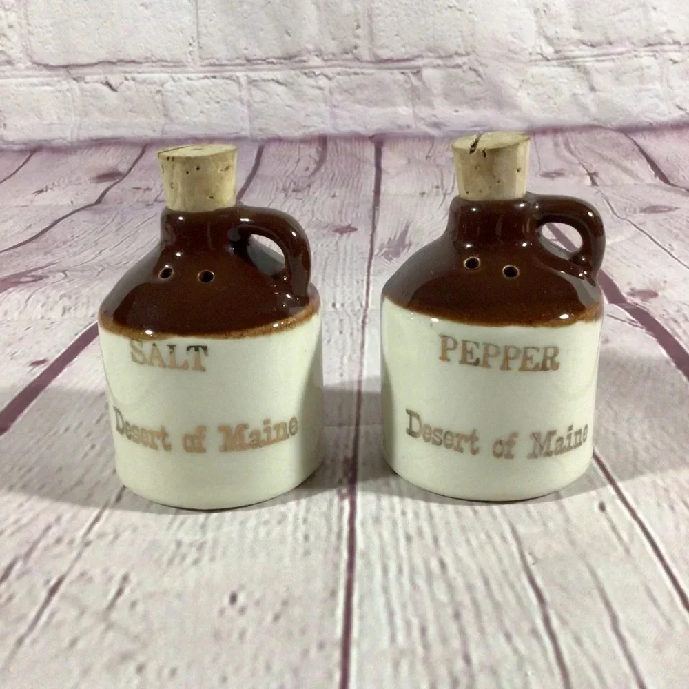 Vintage Desert of Maine Souvenir Ceramic Salt and Pepper Shakers